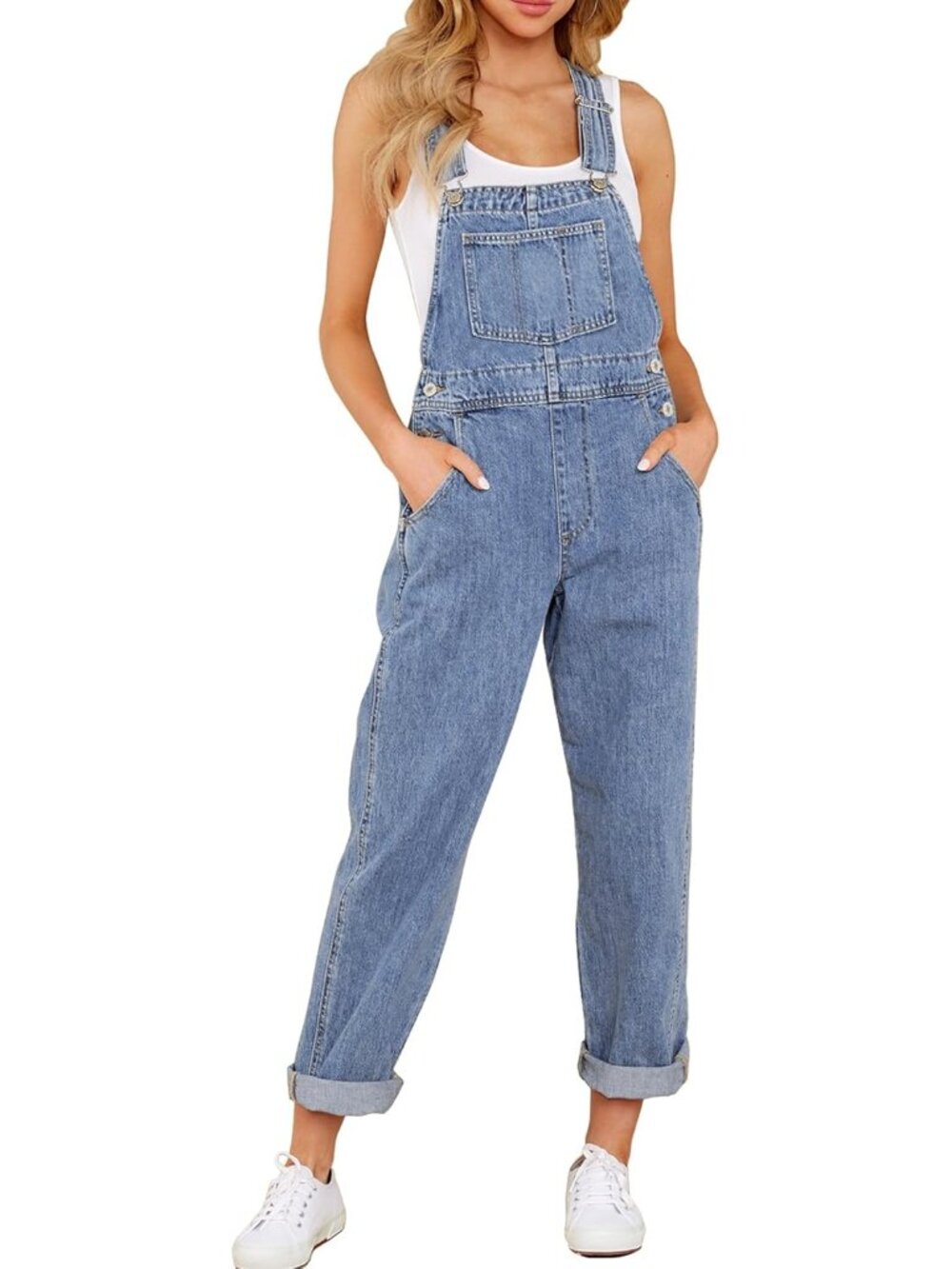 Women's Casual Stretch Adjustable Denim Bib Overalls Jeans Pants Jumpsuits